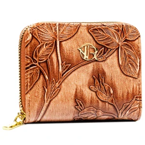 Dámska hnedá peňaženka s kvetinovým vzorom na zips Rovicky 11x9x2