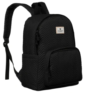 Čierny vzorovaný batoh Peterson s pásom na kufor a kapsou na zips 41x30x17