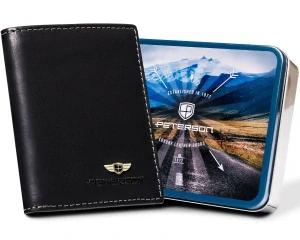 Čierne malé kožené puzdro na karty a bankovky Peterson 10x8x1