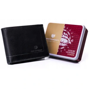 Elegantná čierna kožená peňaženka na šírku bez pracky Peterson 12x9x3