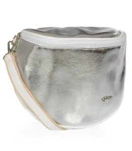 Strieborná crossbody kabelka s bielym lemom Grosso 23x19x12