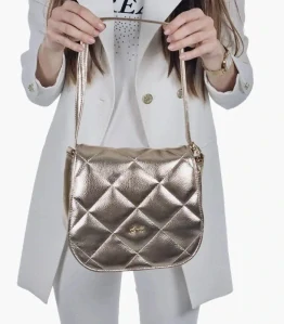 Zlatá elegantná prešivaná crossbody kabelka Grosso 25x20x9