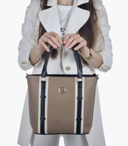 Hnedá elegantná kabelka s rúčkami a remienkom Grosso 35x27x13