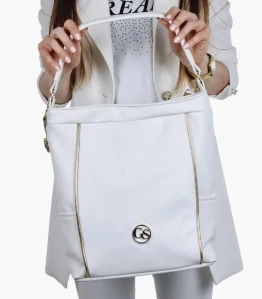 Moderná veľká biela crossbody kabelka Grosso 36x30x12