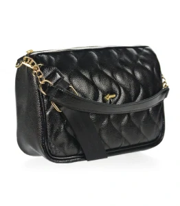 Čierna elegantná crossbody kabelka so zlatým zipsom GROSSO 28x20x10