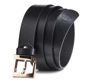 Dámsky čierny kožený opasok so zlatou sponou Peterson 3/95