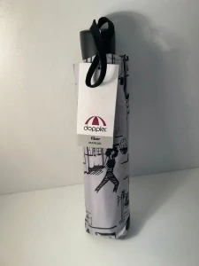 Mini Fiber Shopping - dámsky skladací dáždnik Doppler biely vzorovaný 25cm