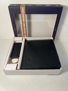 Pánska čierna kožená peňaženka Peterson na šírku bez pracky 13x10x3 s príveskom na kľúče