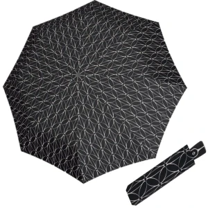 Fiber Magic Black&White Rings - dámsky plne automatický dáždnik Doppler čierny 28cm