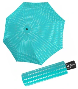 Fiber AC Glamour - vystreľovací dáždnik Doppler svetlomodrý bodkovaný 28cm