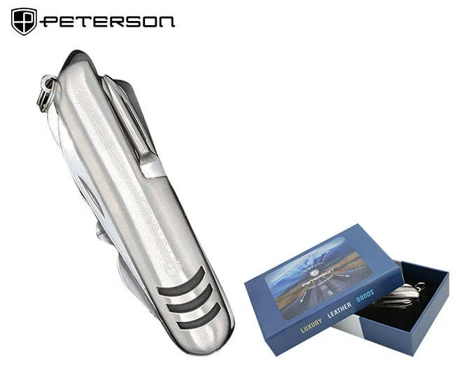 Multifunkčný vreckový nôž Peterson strieborný v krabičke 12x8x3