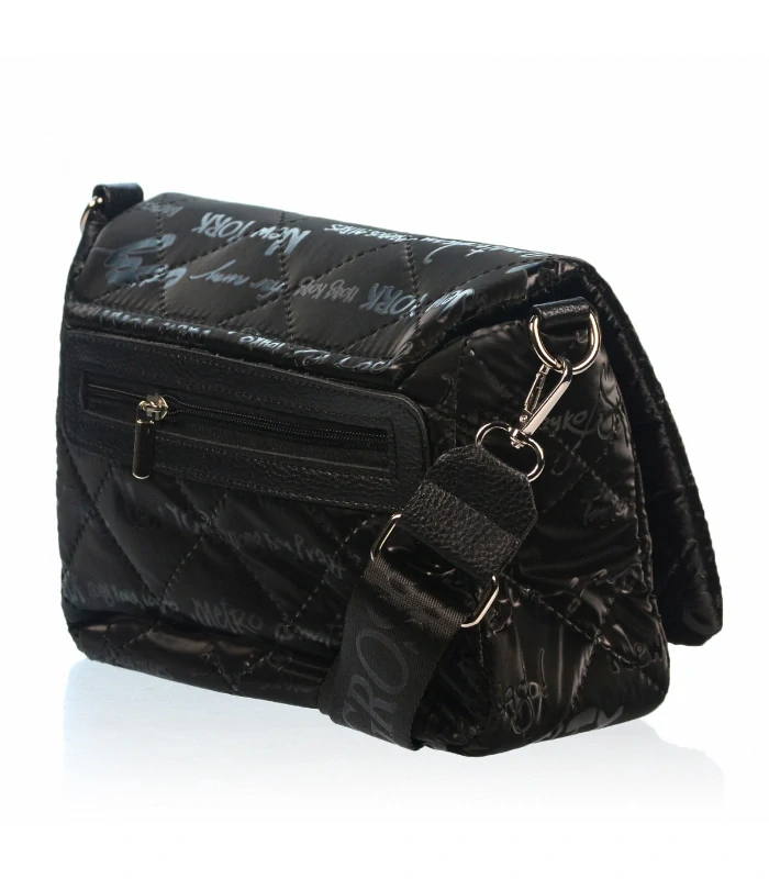 Čierna crossbody kabelka s lesklým popisom s remienkom Grosso 27x20x12