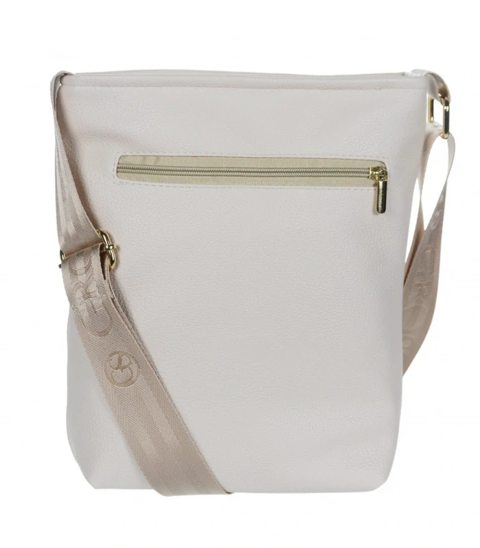 Béžová crossbody kabelka s ozdobným strapcom a remienkom Grosso 28x24x10