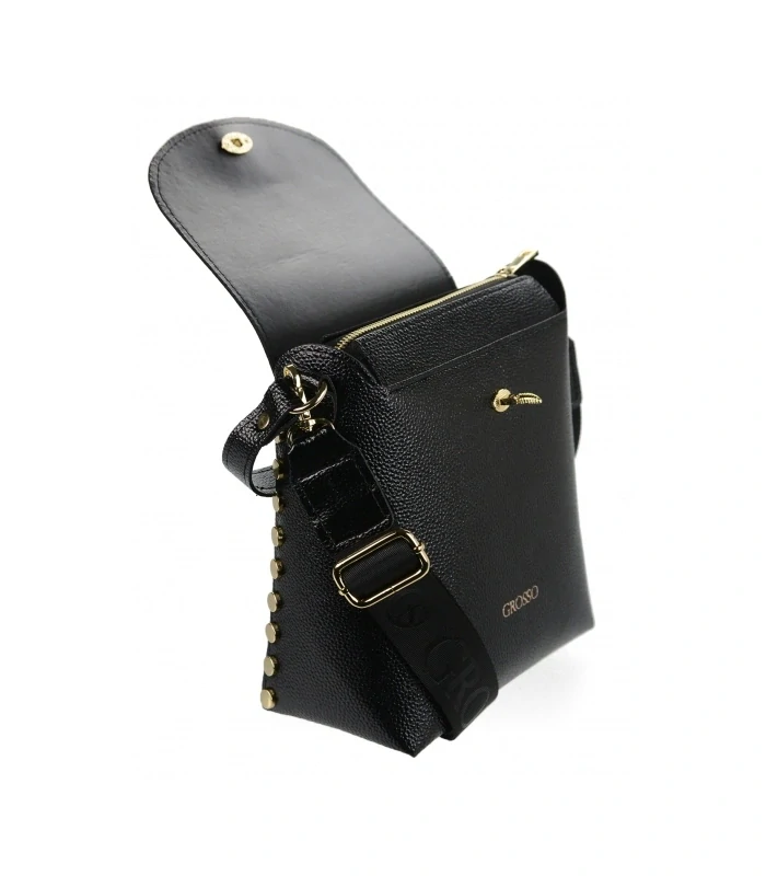 Čierna crossbody kabelka s včelou, rúčkou a ramienkom Grosso 24x22x11