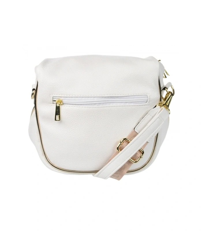 Biela crossbody kabelkas s rúčkou, ramienkom a so zlatým zipsom Grosso 24x23x12