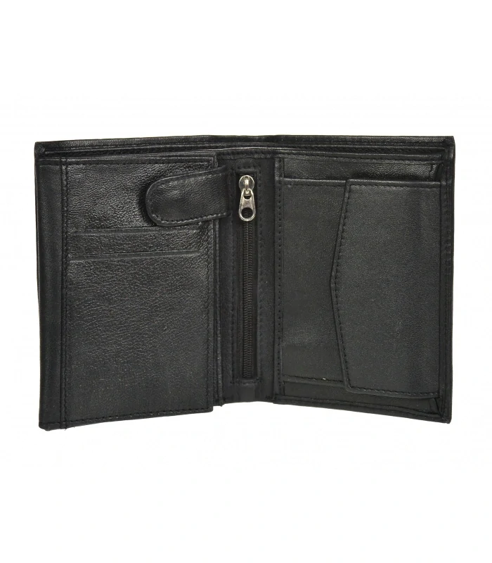 Čierna pánska kožená jednoduchá peňaženka na výšku bez pracky GROSSO 13x10x3