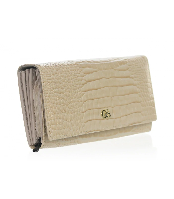 Dámska béžová lakovaná peňaženka GROSSO Beige 20x10x3