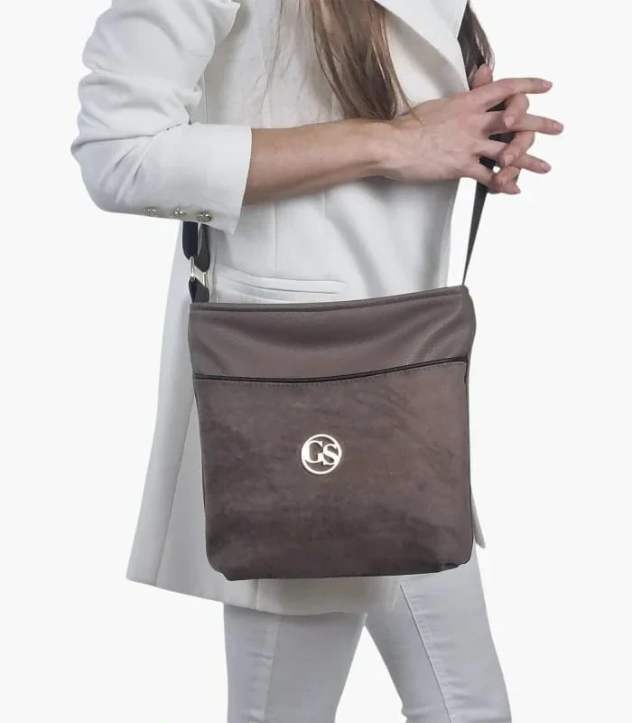 Hnedá crossbody kabelka s kapsičkou na zips Grosso 26x24x12