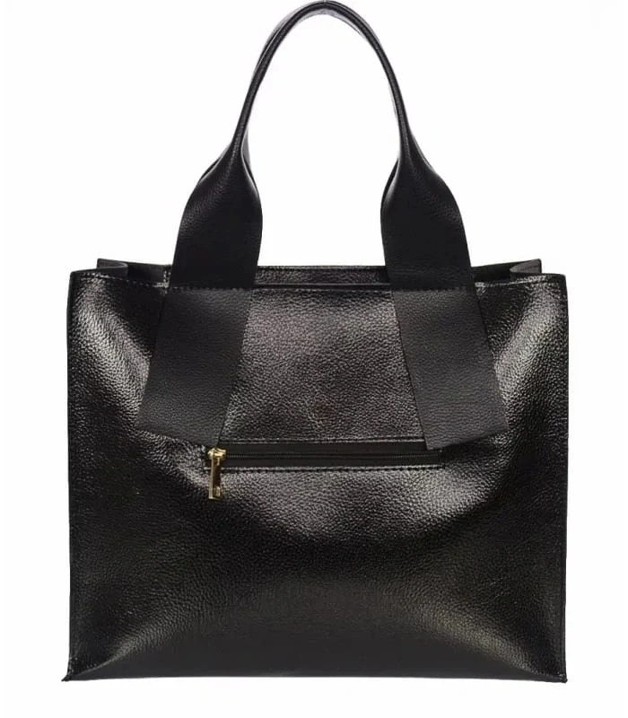 Väčšia čierna elegantná crossbody kabelka s rúčkami a kapsičkou Grosso 36x30x13