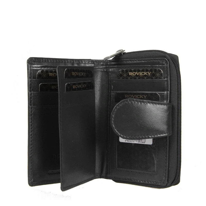 Kožená čierna dámska elegantná peňaženka Rovicky 13x10x3
