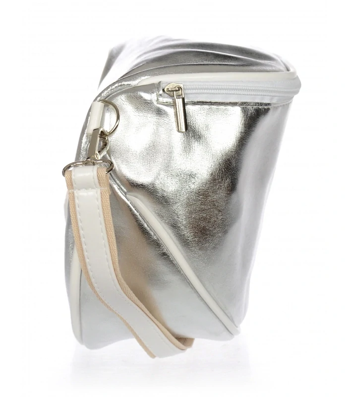 Strieborná crossbody kabelka s bielym lemom Grosso 23x19x12