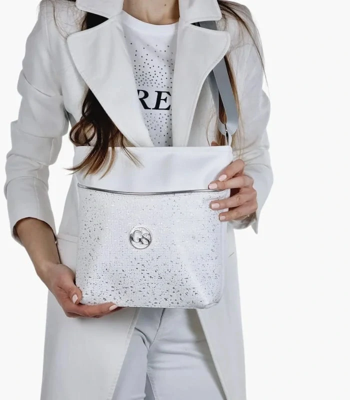 Biela crossbody kabelka s kapsičkou na zips Grosso 26x24x12