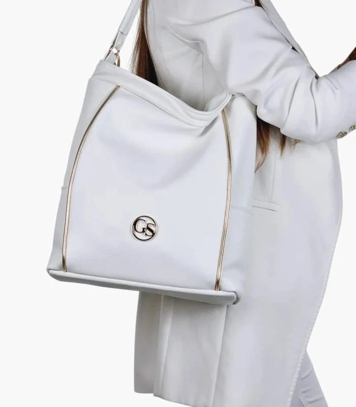 Moderná veľká biela crossbody kabelka Grosso 36x30x12
