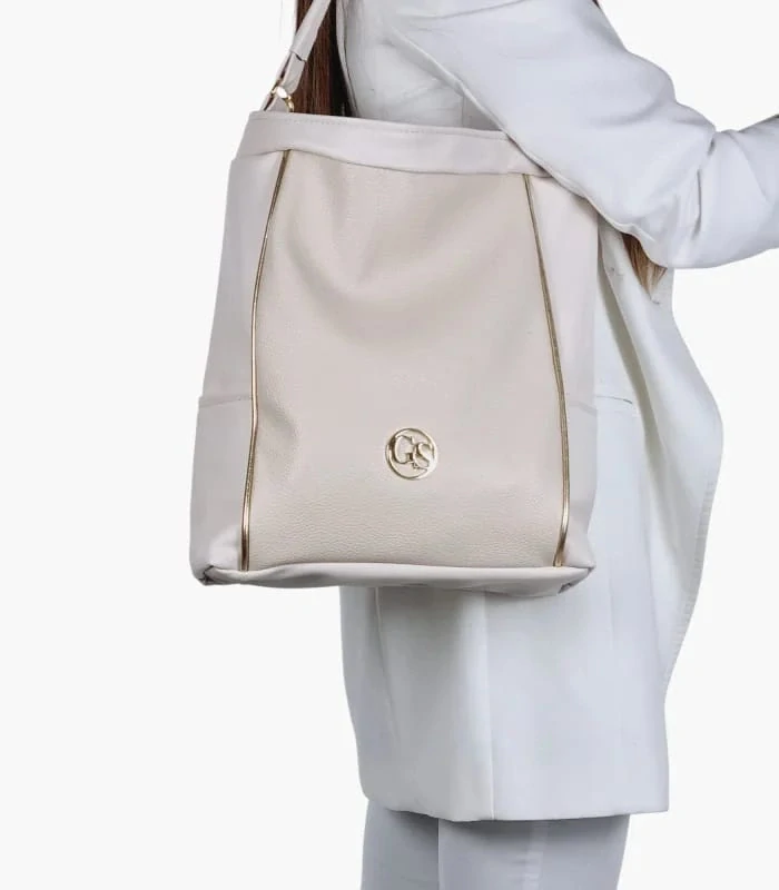 Moderná veľká béžová crossbody kabelka Grosso 36x30x12