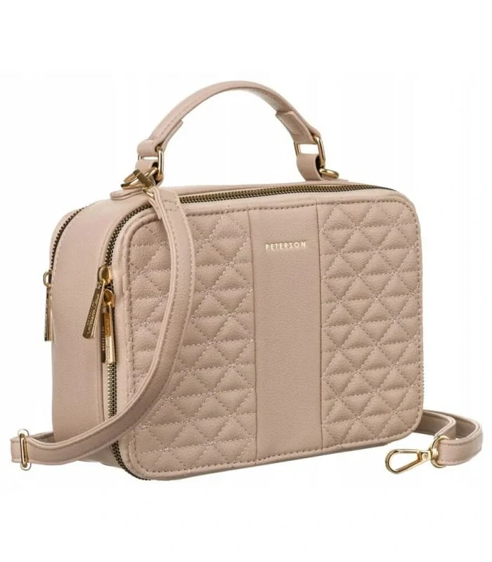 Malá prešívaná hnedá elegantná messenger kabelka Peterson 23x17x10