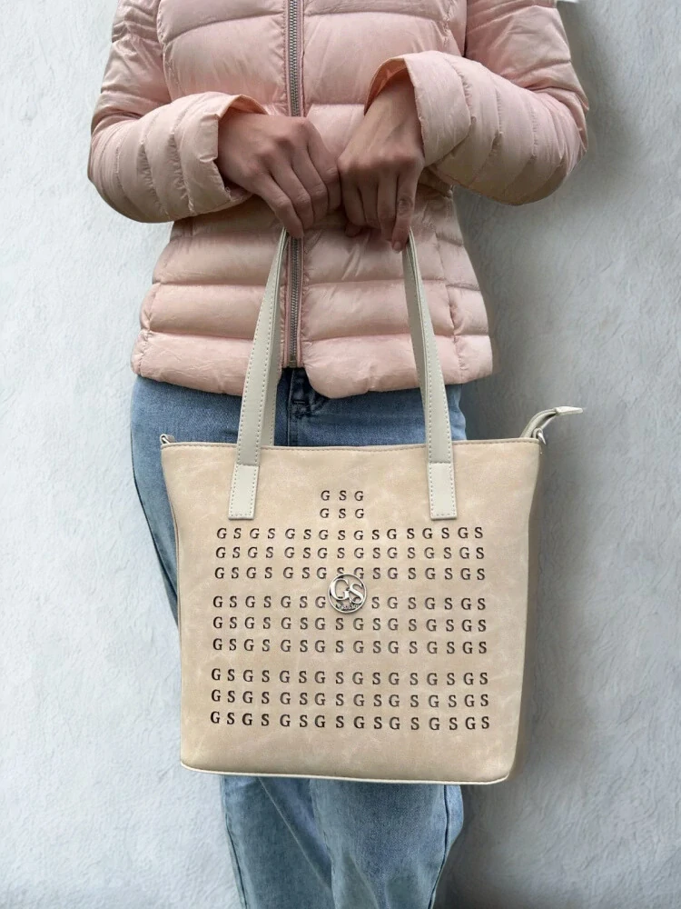 Béžová elegantná vzorovaná crossbody kabelka Grosso 33x26x13