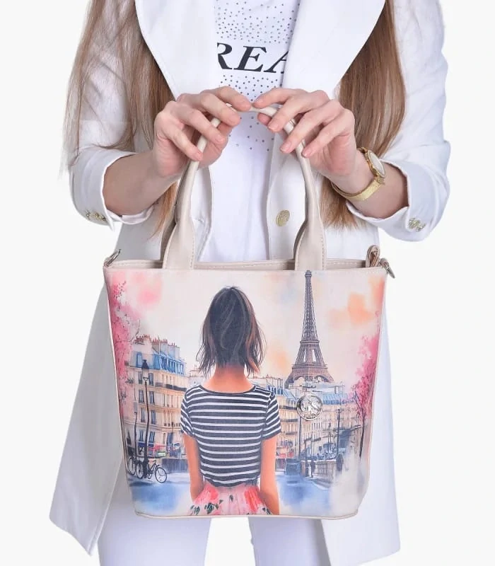 Béžová crossbody kabelka Grosso – Žena v Paríži 32x29x13 cm