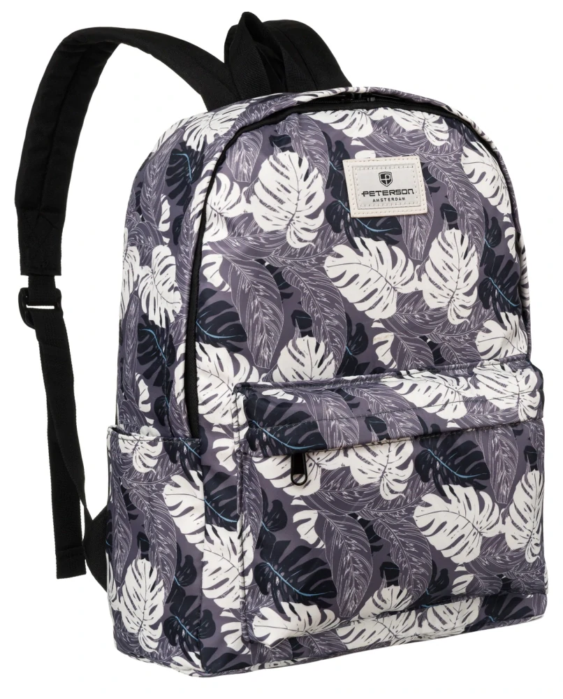 Šedý vzorovaný batoh Peterson s kapsou so zipsom 39x30x15
