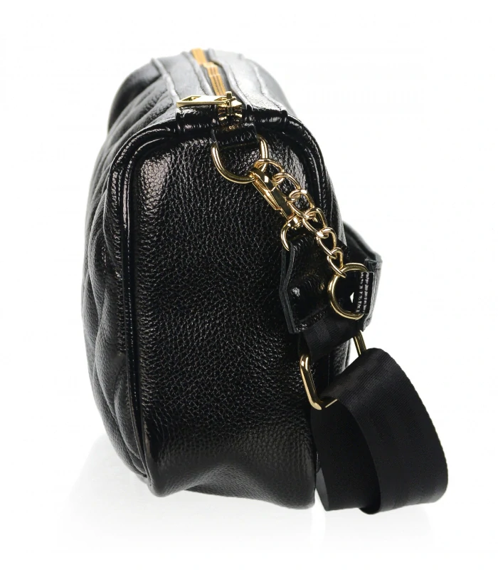 Čierna elegantná crossbody kabelka so zlatým zipsom GROSSO 28x20x10