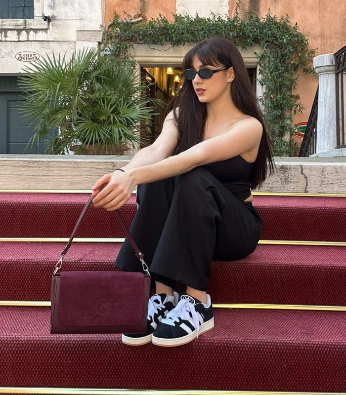 Bordová elegantná crossbody kabelka s rúčkou Grosso 27x16x10