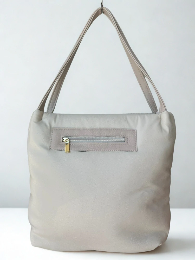 Veľká mäkká béžová crossbody kabelka s rúčkami na plece Grosso Slovakia 36x32x16