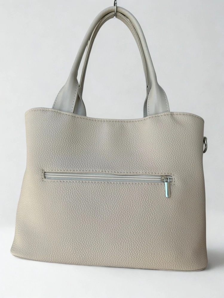 Veľká béžová crossbody kabelka s rúčkami s portrétom Grosso 30x23x15