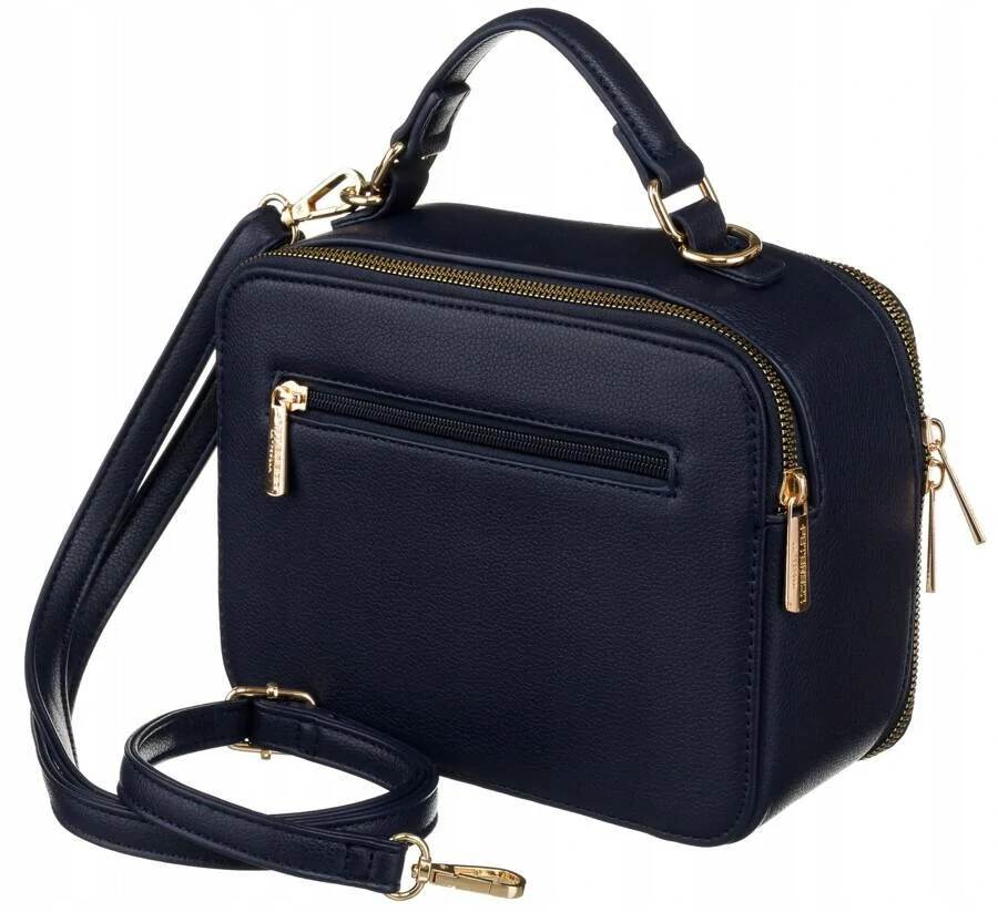 Malá prešívaná tmavomodrá elegantná messenger kabelka Peterson 23x17x10