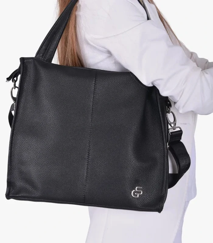 Veľká mäkká čierna crossbody kabelka s rúčkami na plece Grosso 36x32x12