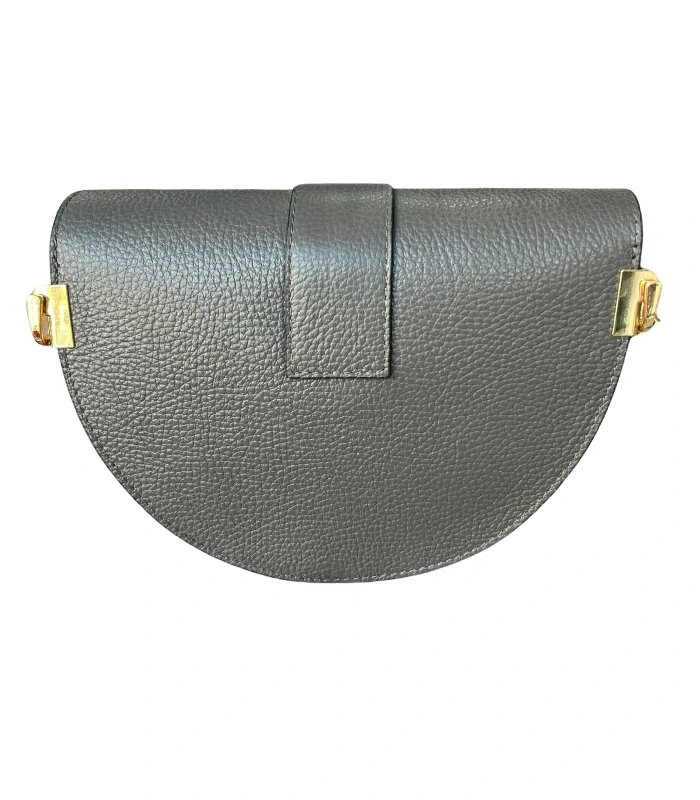 Elegantná šedá kožená crossbody kabelka s lastovičkami Laura Biaggi 24x20x9