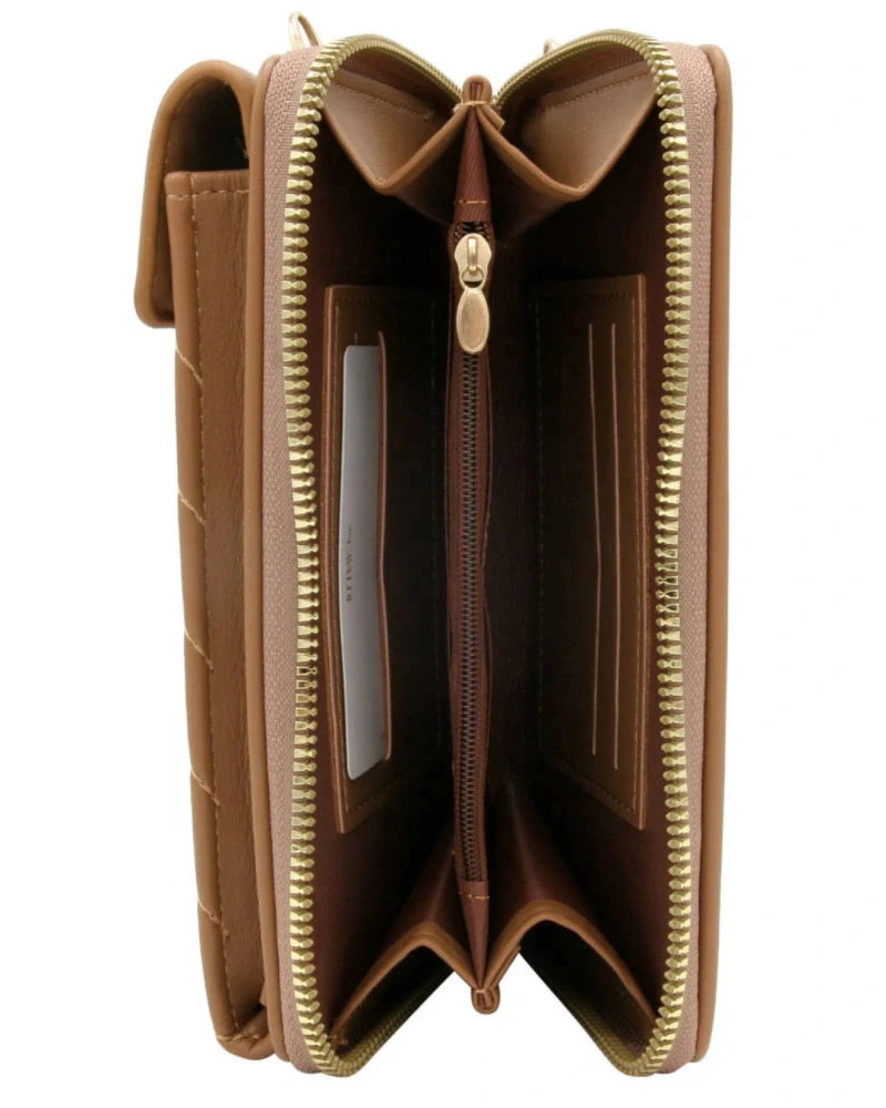 Bežová elegantná crossbody kabelka/peňaženka Cavaldi s remienkom 20x11x4.5