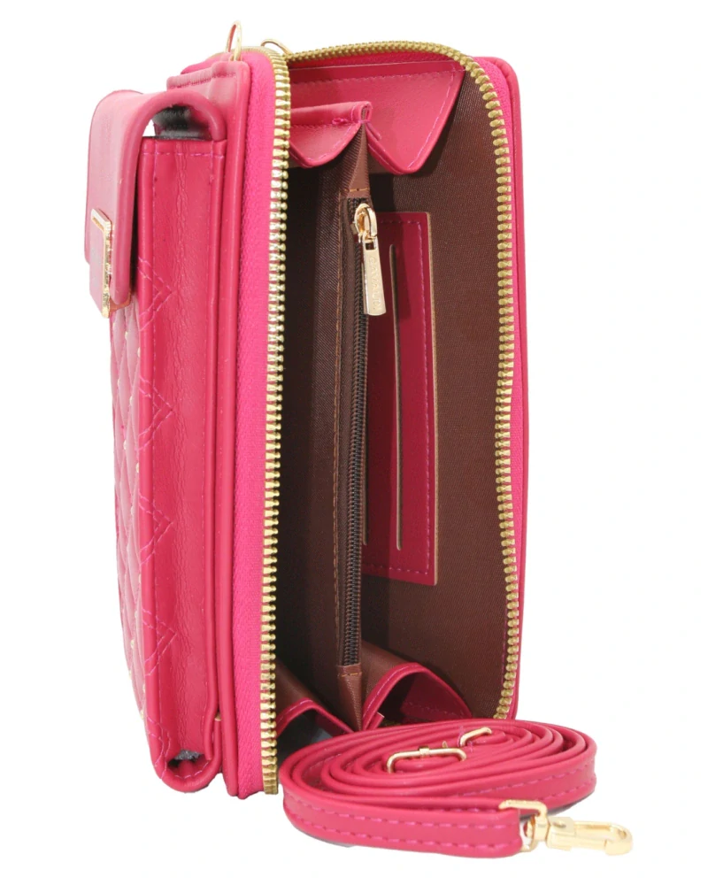 Magenta elegantná crossbody kabelka/peňaženka Cavaldi s remienkom 20x11x4.5