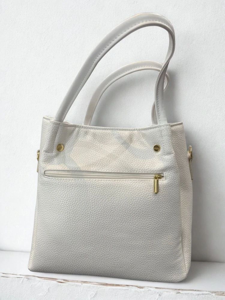 Veľká biela crossbody kabelka s rúčkami s kresbou ženy Grosso 30x29x14
