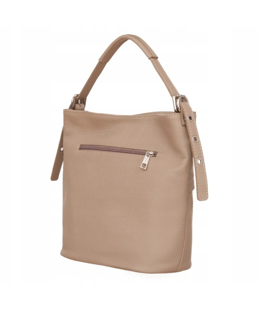 2 v 1 Hnedá elegantná kožená crossbody kabelka so zipsami Grosso 32x28x14