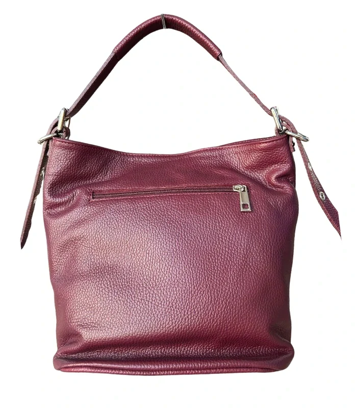 2 v 1 Bordová elegantná kožená crossbody kabelka so zipsami Grosso 32x28x14
