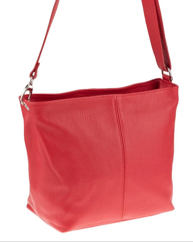 2 v 1 Červená jednoduchá elegantná kožená crossbody kabelka Grosso 30x20x14