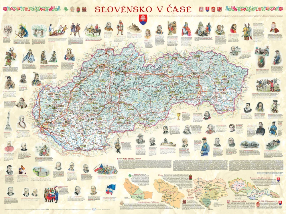 Veľký poster Slovensko v čase Hrady, zámky, história 110 × 83 (Len v kamennej predajni)