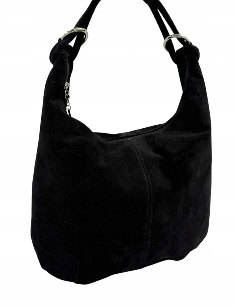 Veľká čierna elegantná kabelka na plece z brúsenej kože Grosso 38x32x14