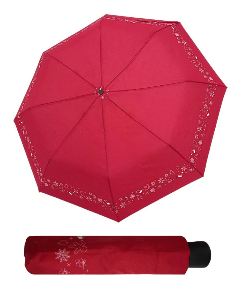 Mini Xmas Red - dámsky červený skladací dáždnik Derby 24/90 cm