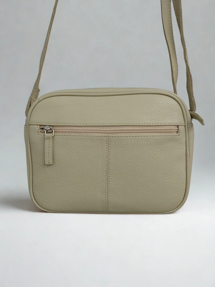 Béžová kožená crossbody messenger kabelka z prírodnej kože Rovicky 22x16x6