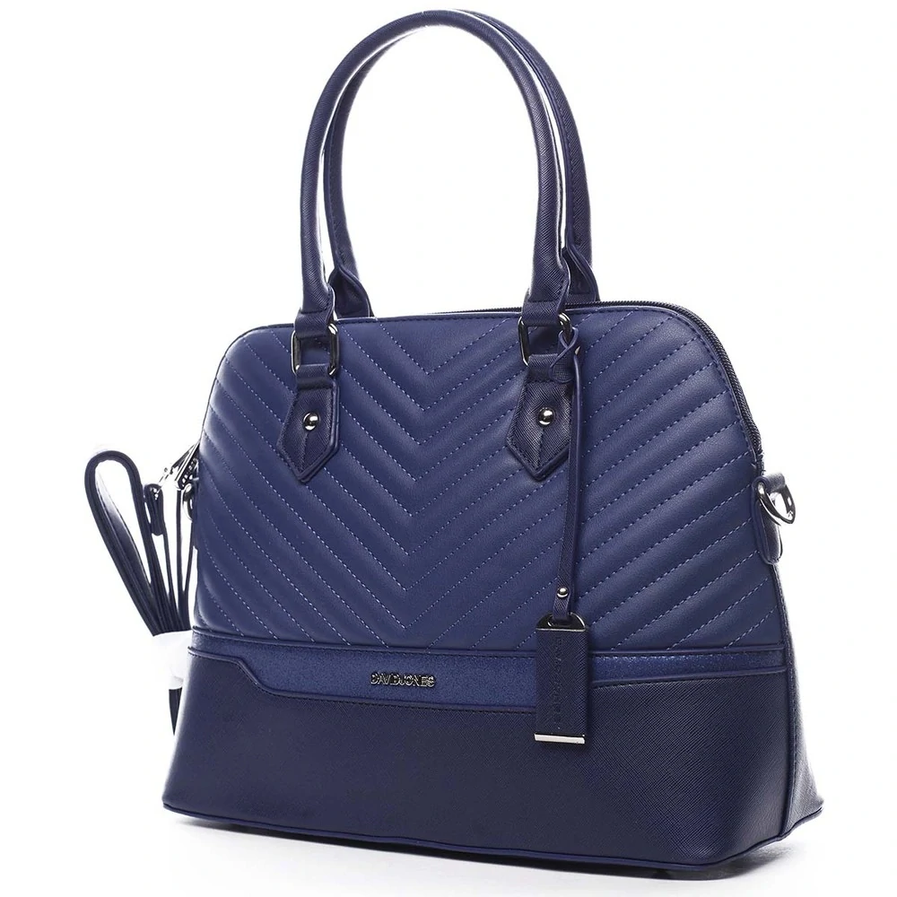 Modrá elegantná prešívaná crossbody kabelka do ruky David Jones 34x26x13